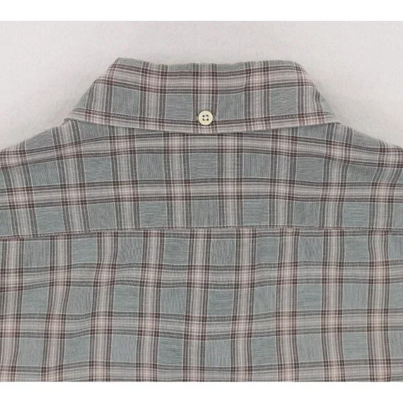 Taylor Stitch Shirt Mens 38 Green Brown Plaid Organic Cotton Long Sleeve - Picture 3 of 6